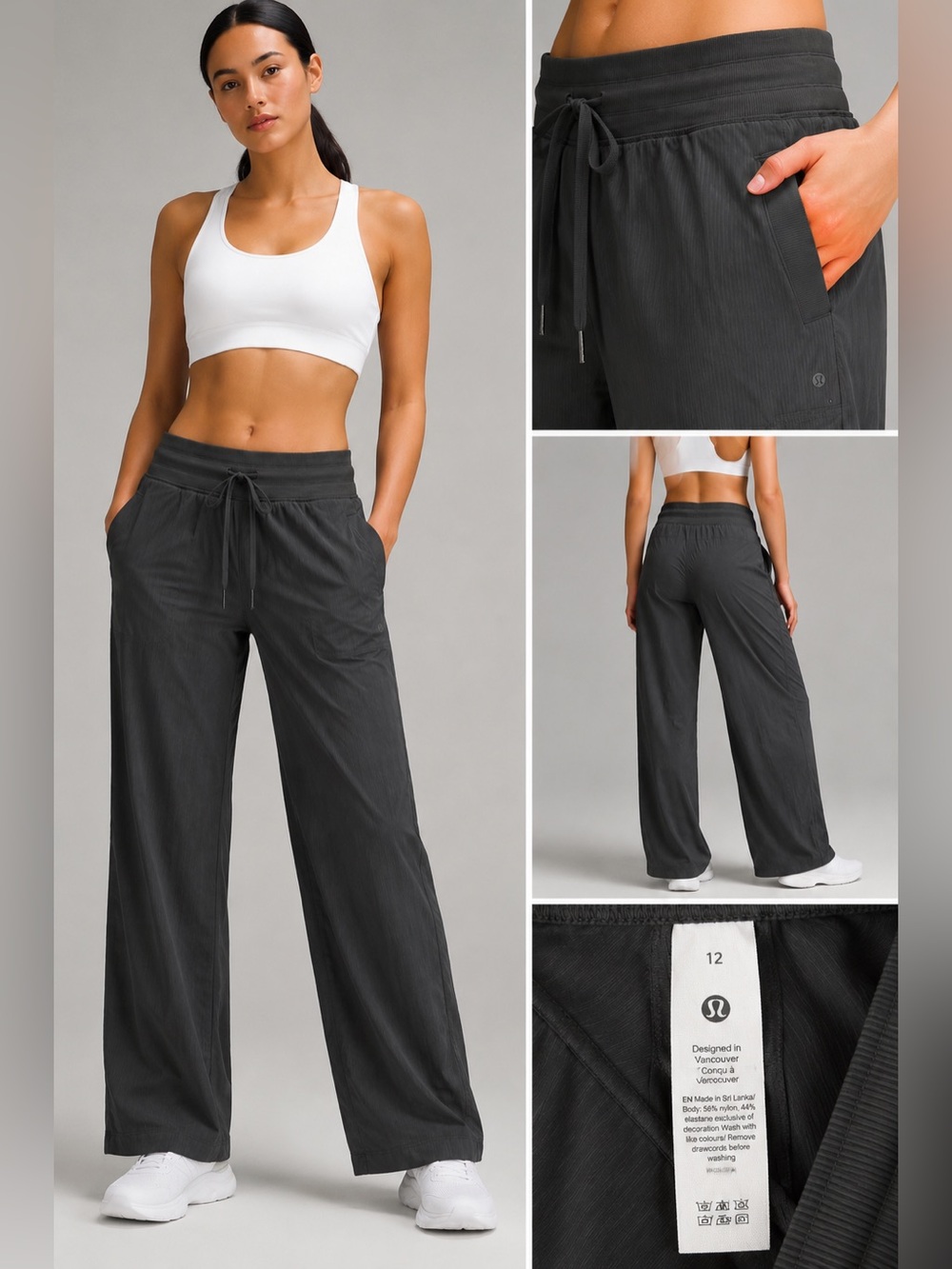 lululemon athletica Black Ribbed Waist Track Pants